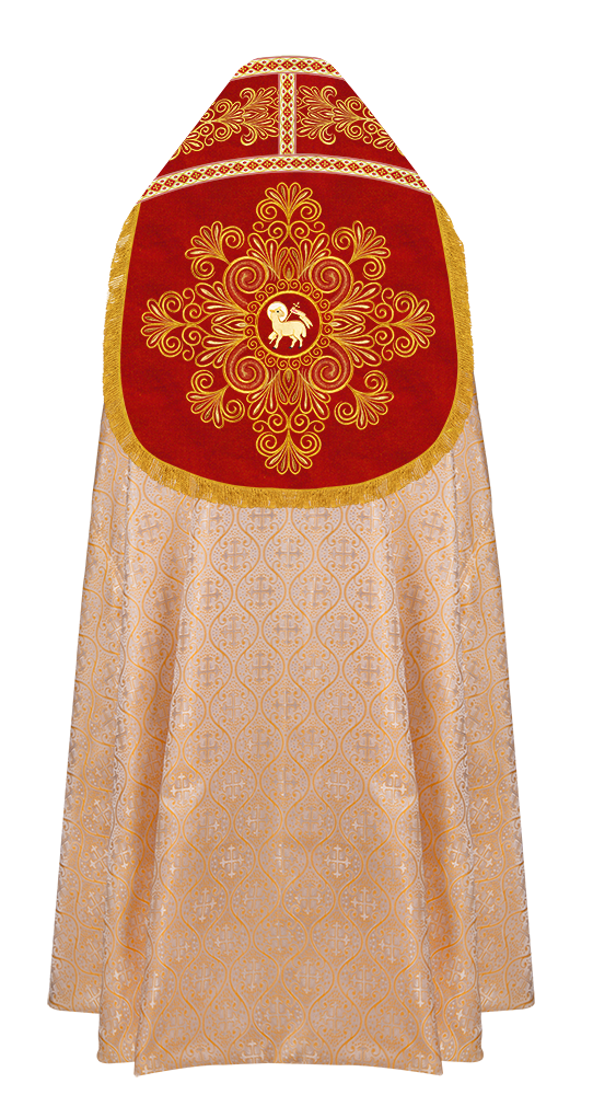 Roman Cope Vestment with Spiritual Motif and Adorned Embroidery