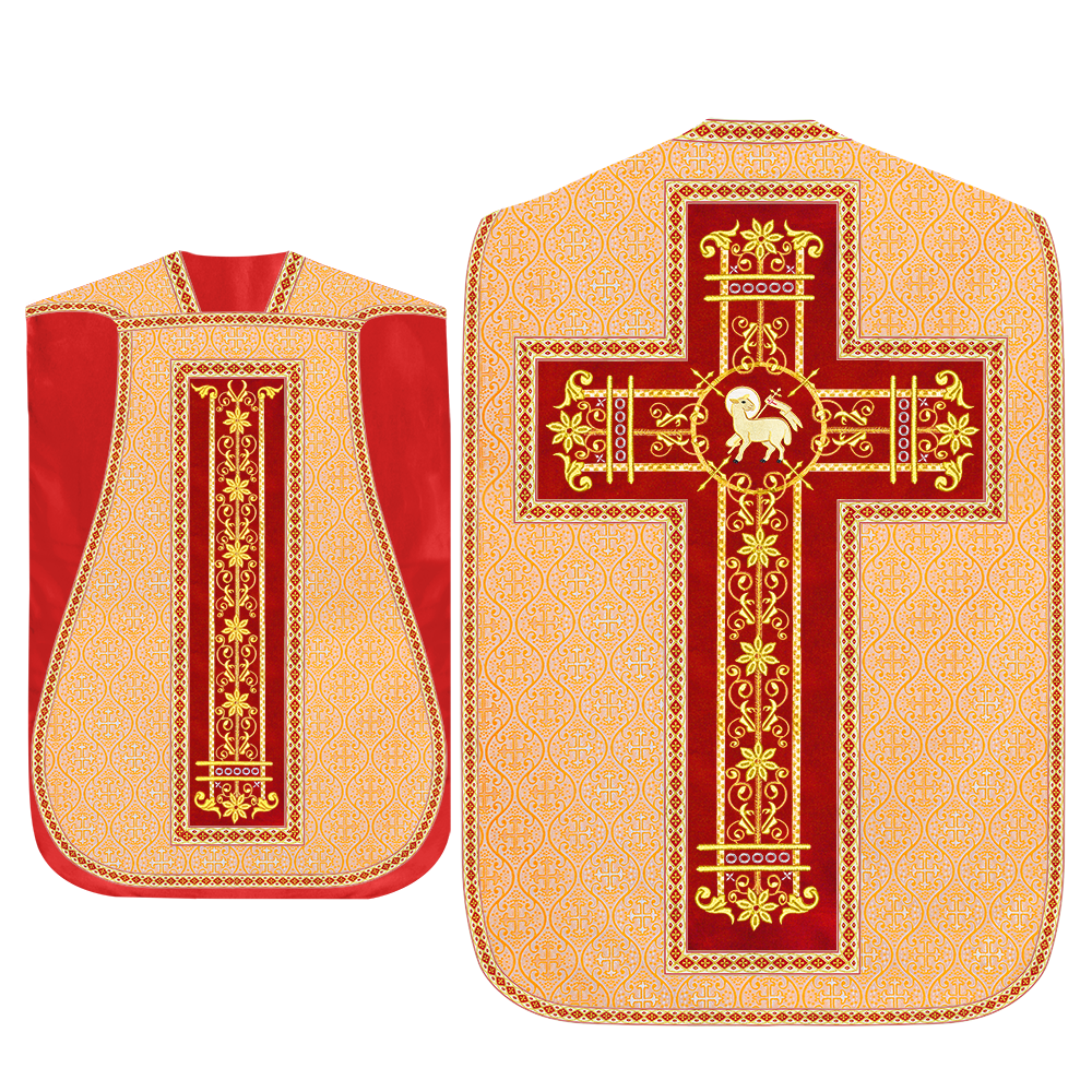 Roman Chasuble Vestment Enhanced With Orphrey and Trims