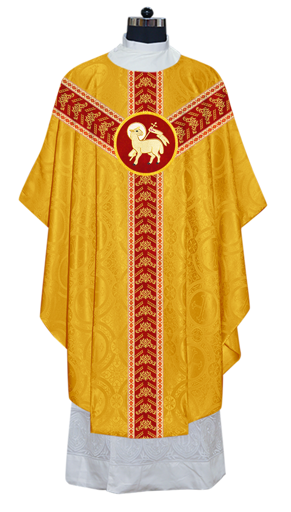 Gothic Chasuble Vestments With Ornate Embroidery And Trims