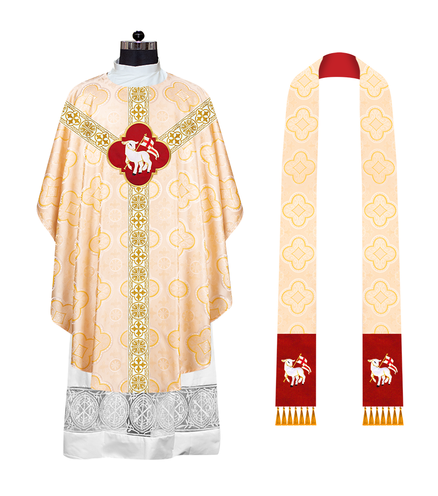 Gothic Chasuble with Embroidered Motif and Orphrey