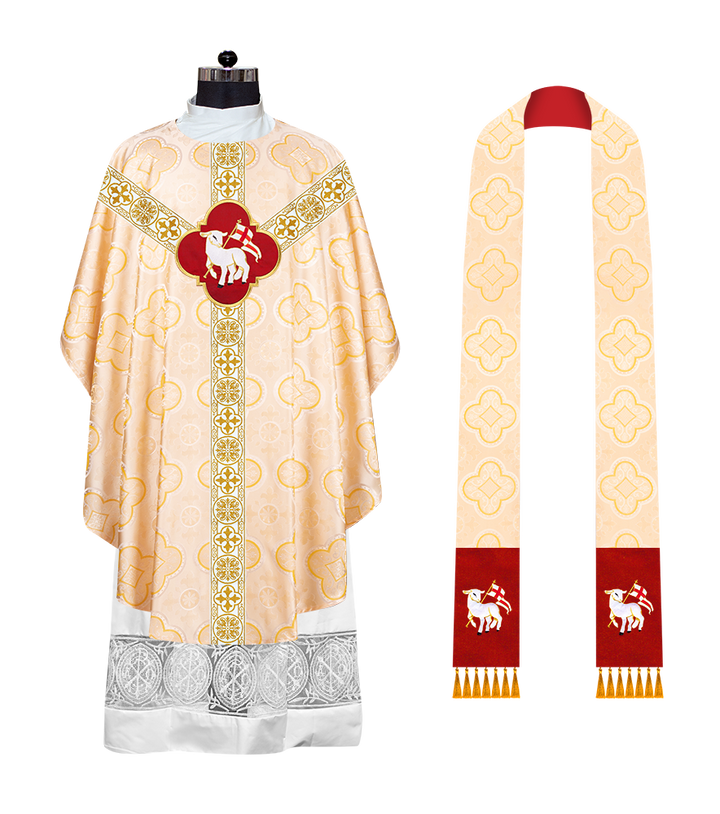 Gothic Chasuble with Embroidered Motif and Orphrey