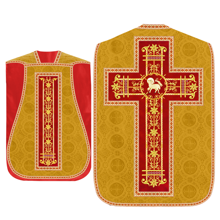 Roman Chasuble Vestment Enhanced With Orphrey and Trims