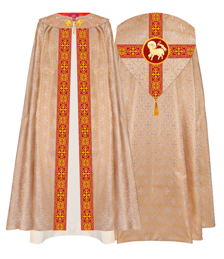 Gothic Cope Vestment with Cross type Braided Trims and motif