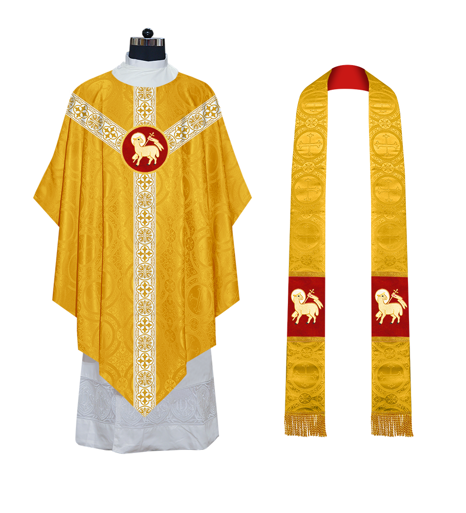 Traditional Pugin Style Chasuble Adorned with White Braids