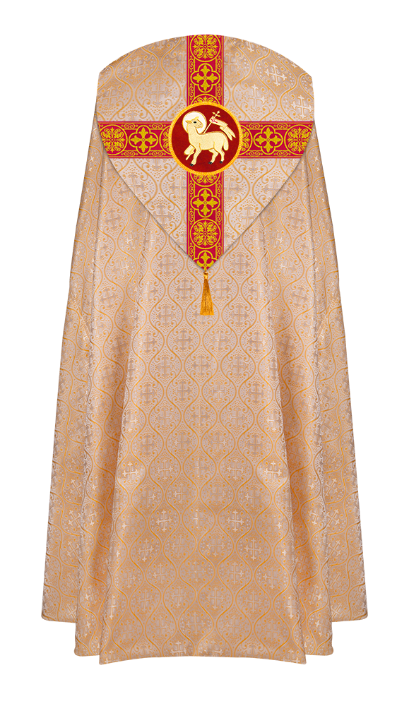 Gothic Cope Vestment with Cross type Braided Trims and motif