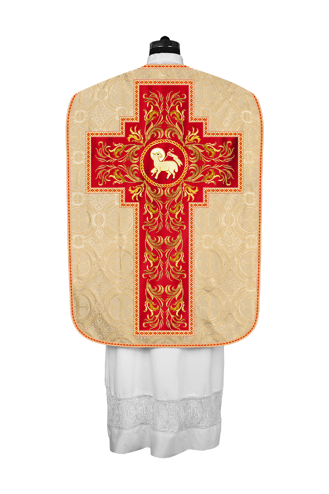 Roman Chasuble Vestment With Woven Braids and Trims