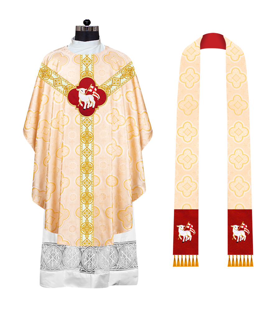 Gothic Chasuble Vestment with Motif and Trims