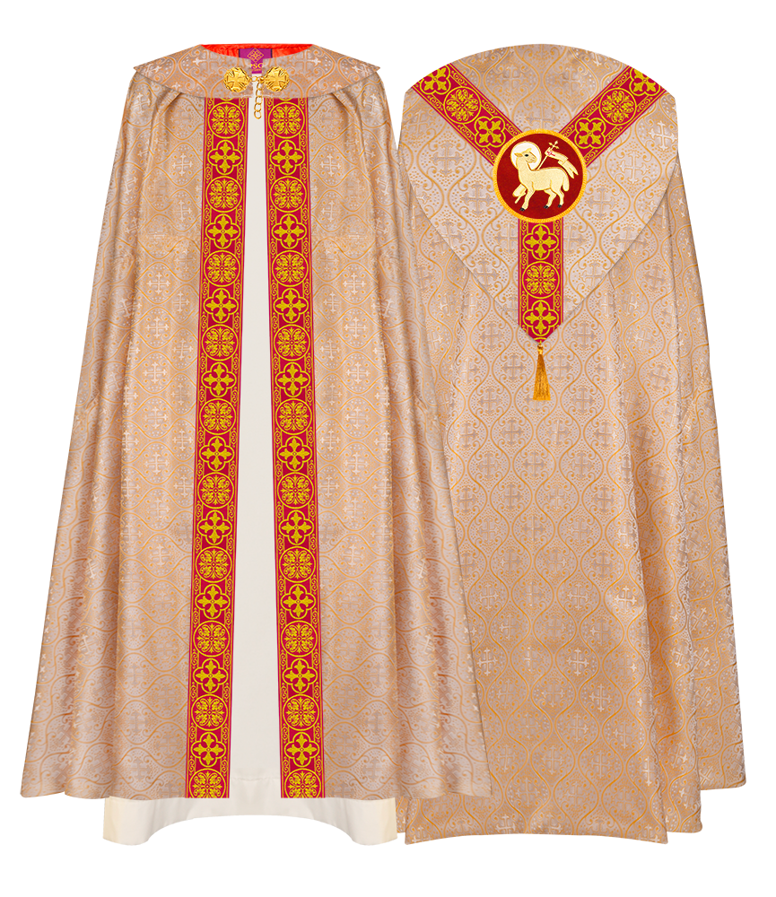 Gothic Cope Vestment with Y Type Braided Trims and Motifs