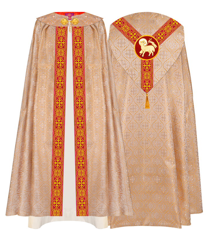 Gothic Cope Vestment with Y Type Braided Trims and Motifs