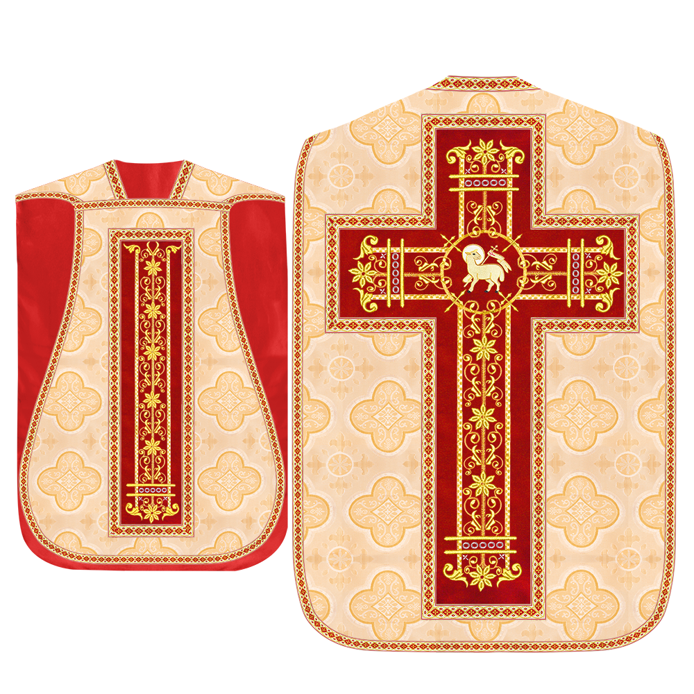 Roman Chasuble Vestment Enhanced With Orphrey and Trims