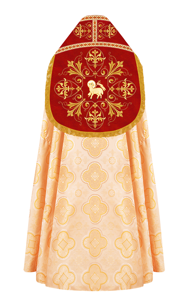 Embroidered Roman Cope Vestment with Braided Trims