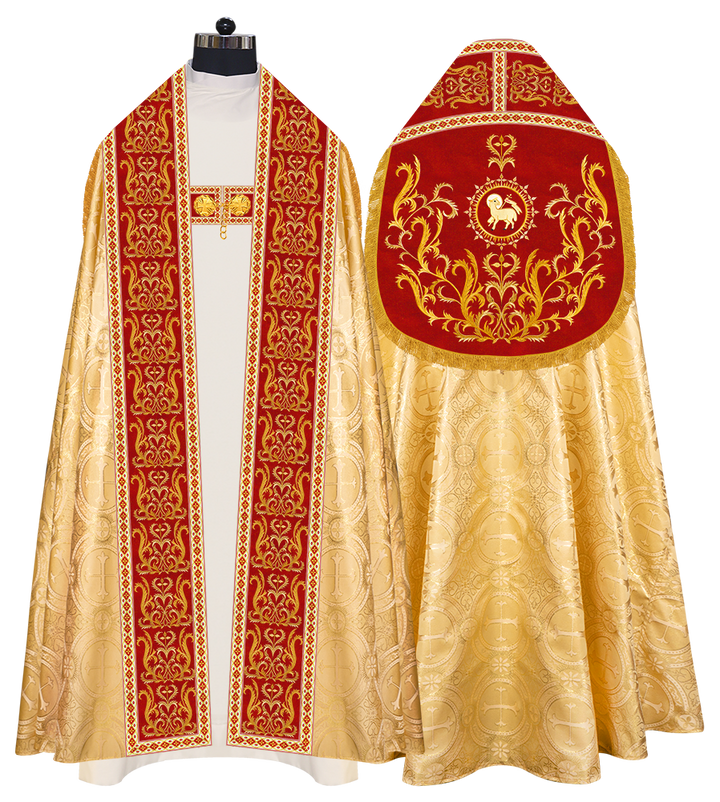 Roman Cope Vestment with Braid Embroidered Orphrey