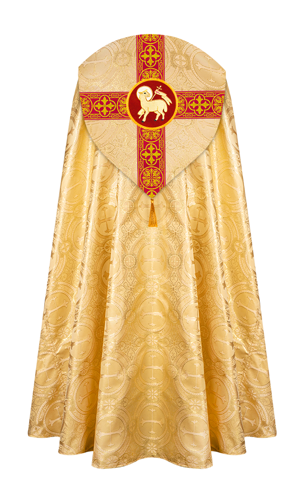 Gothic Cope Vestment with Cross type Braided Trims and motif