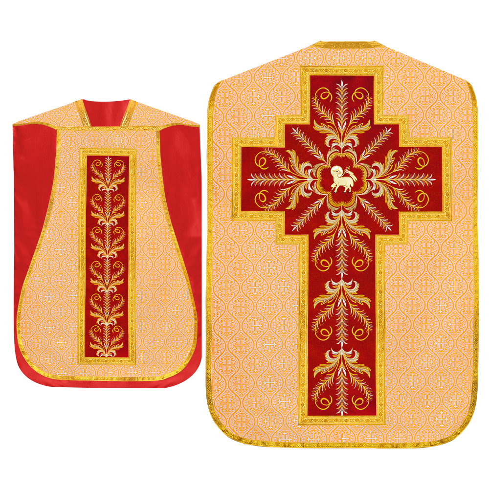 Set of Four Roman Chasuble with liturgical motifs