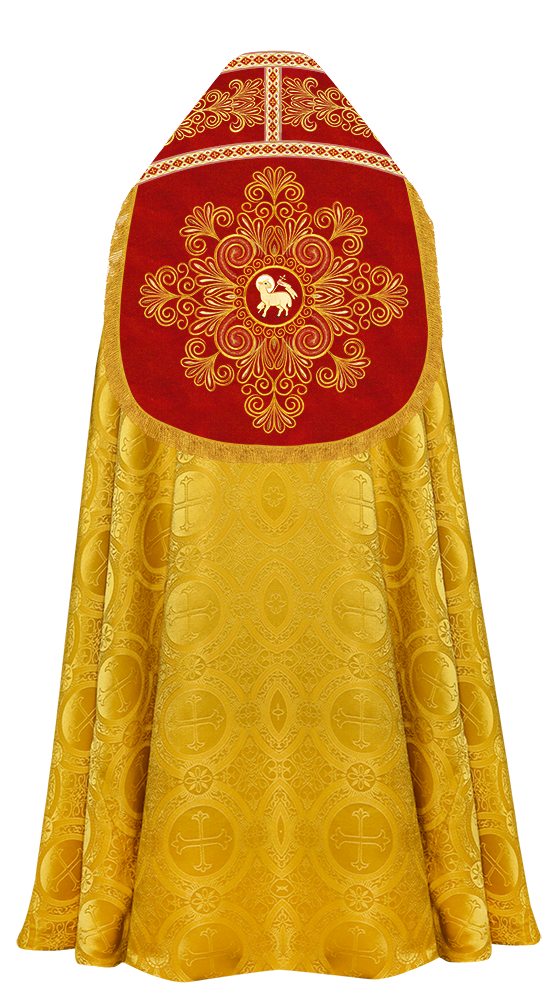 Roman Cope Vestment with Spiritual Motif and Adorned Embroidery