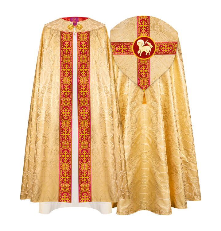 Gothic Cope Vestment with Cross type Braided Trims and motif