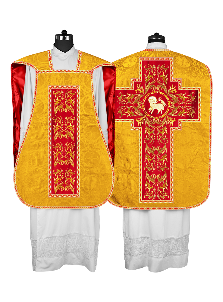 Roman Chasuble Vestment With Woven Braids and Trims