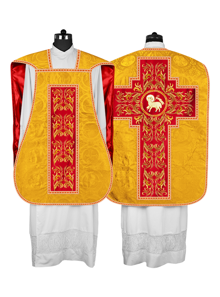 Roman Chasuble Vestment With Woven Braids and Trims
