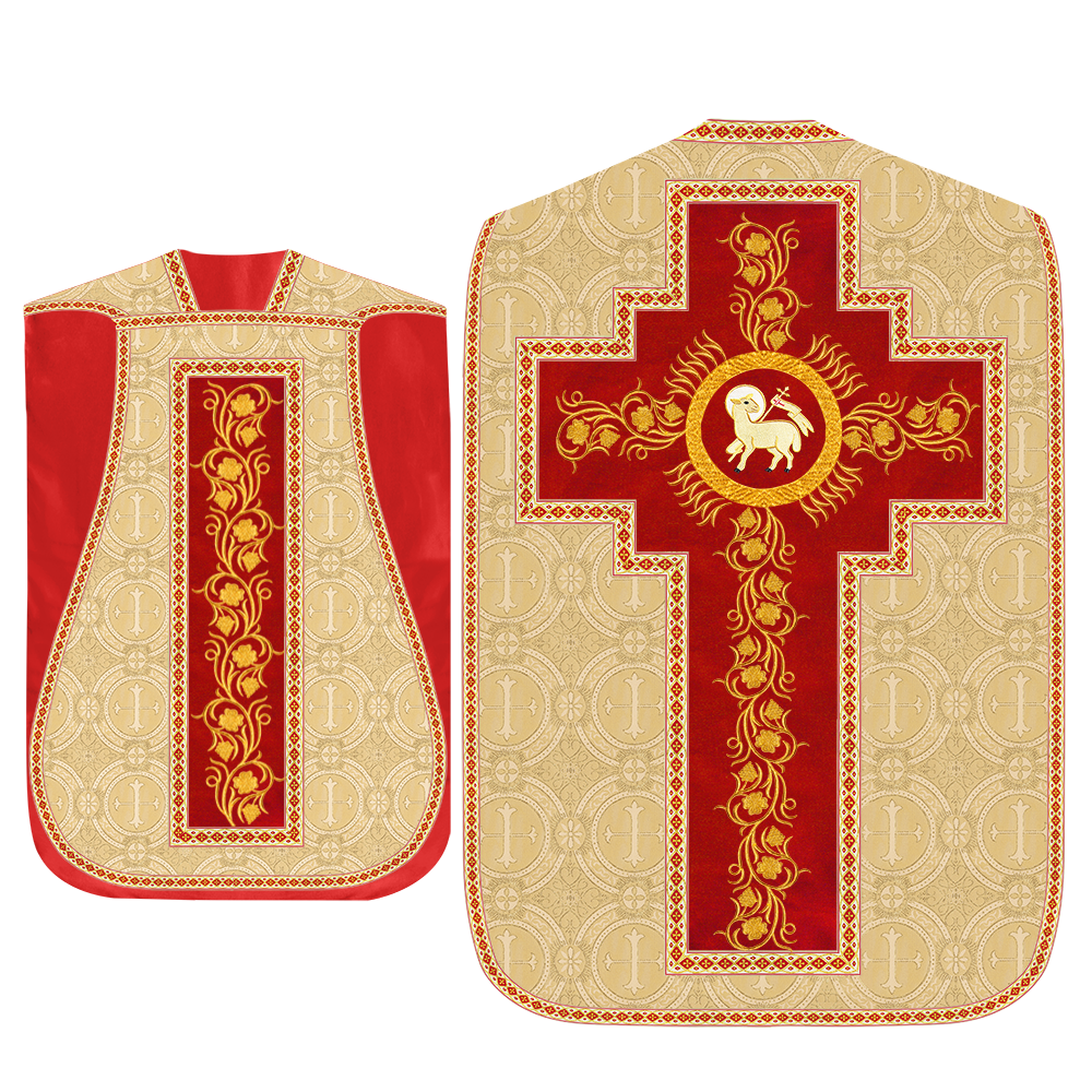 Roman Chasuble Vestment With Grapes Embroidery and Trims