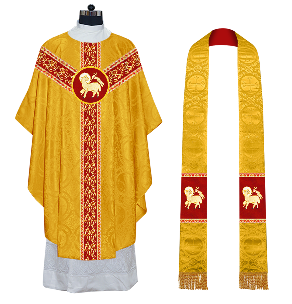 Gothic Chasuble Vestments with embroidery and trims