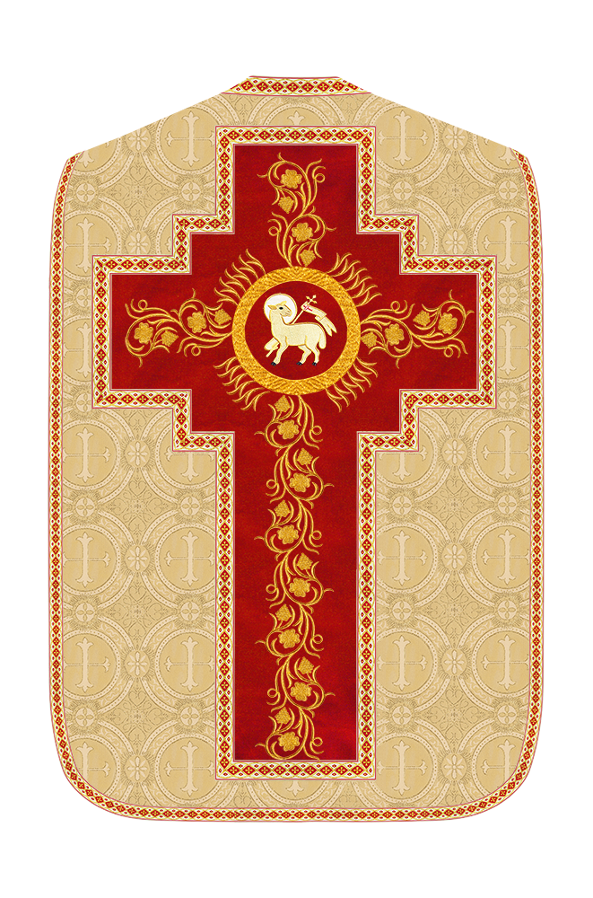 Roman Chasuble Vestment With Grapes Embroidery and Trims