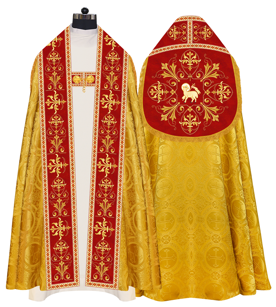 Embroidered Roman Cope Vestment with Braided Trims