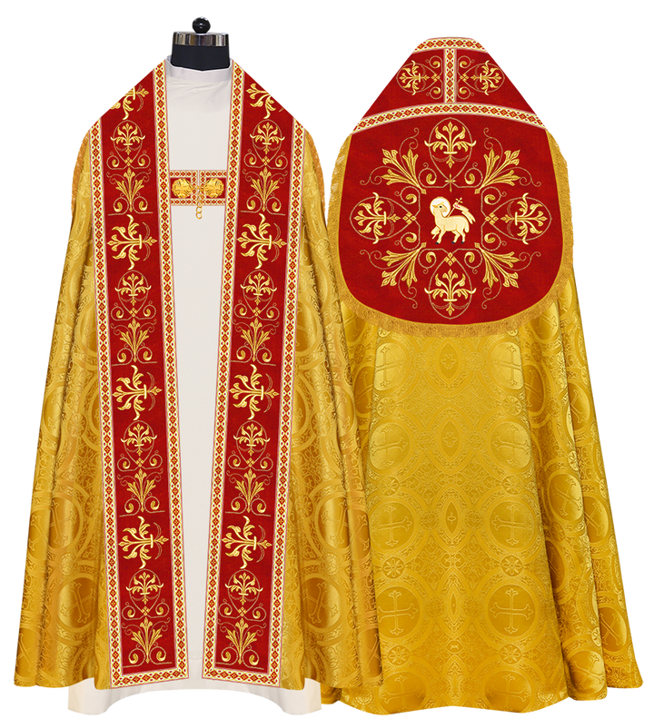 Embroidered Roman Cope Vestment with Braided Trims