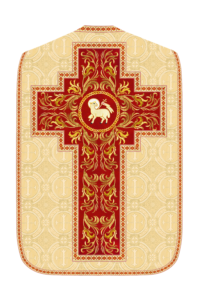 Roman Chasuble Vestment With Woven Braids and Trims