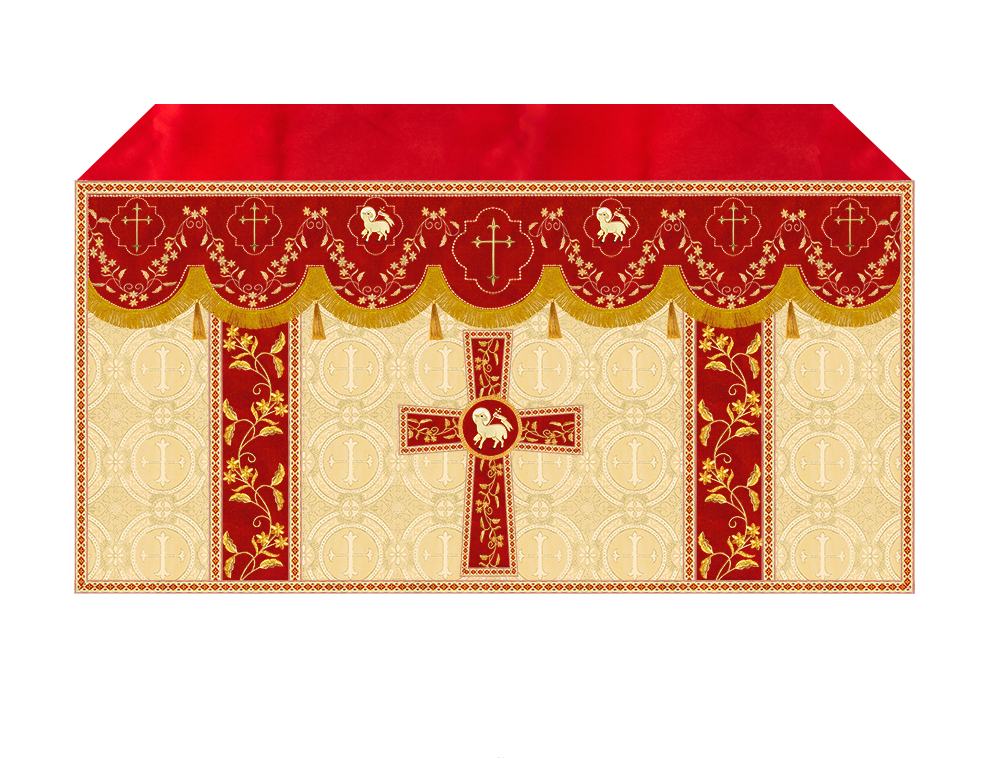 Altar Table Cloth With Floral Embroidery trims