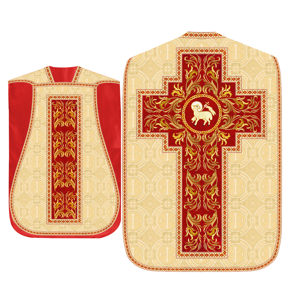 Roman Chasuble Vestment With Woven Braids and Trims