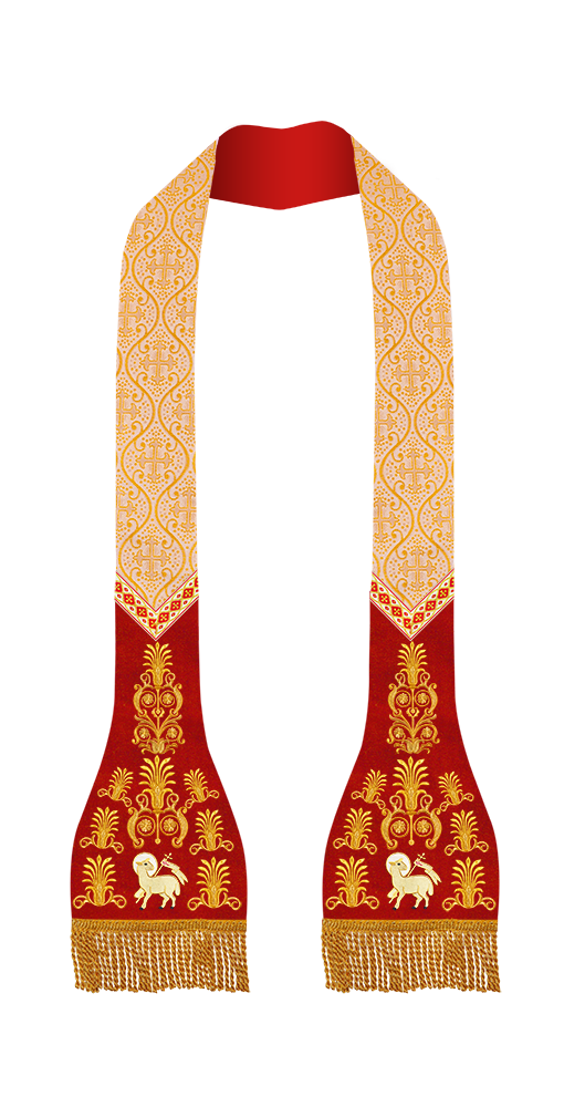 Embroidered Roman stole with Motif and trims