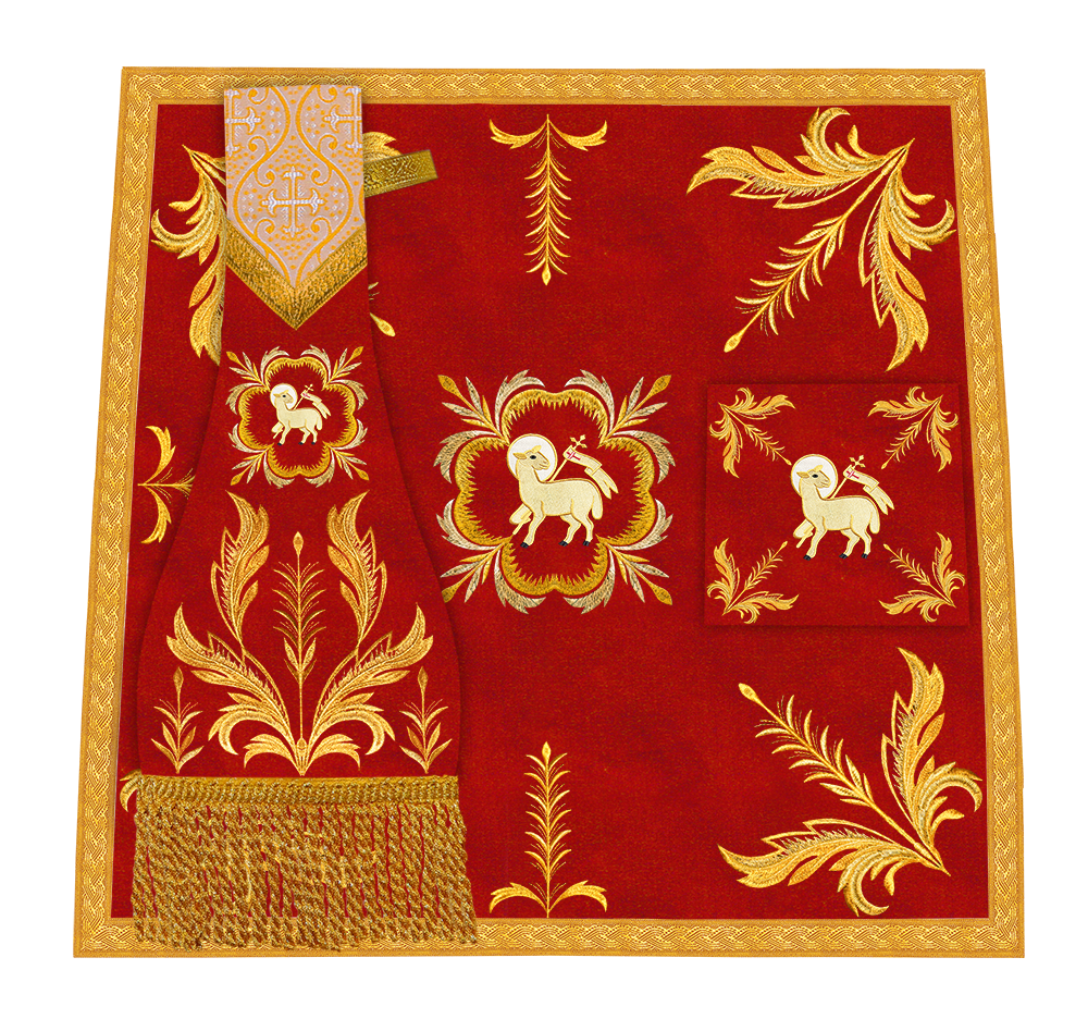 Set of Four Roman Chasuble with liturgical motifs