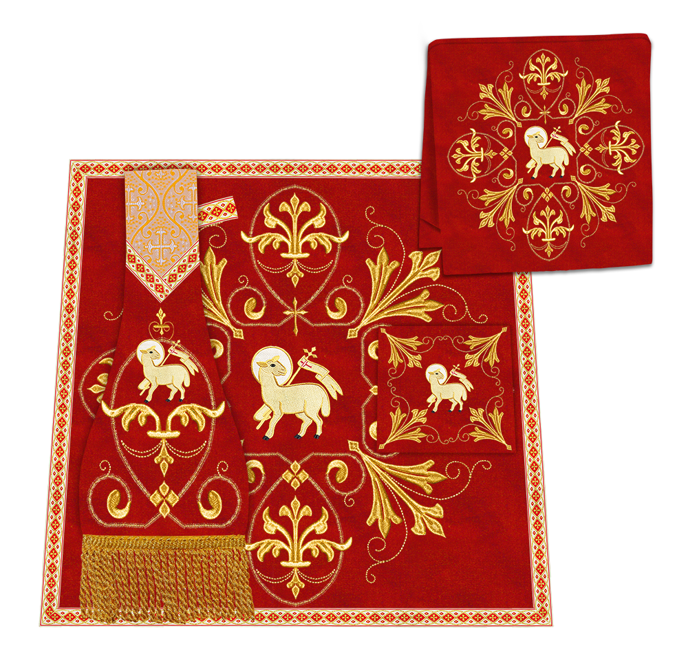 Embroidered Roman Cope Vestment with Braided Trims