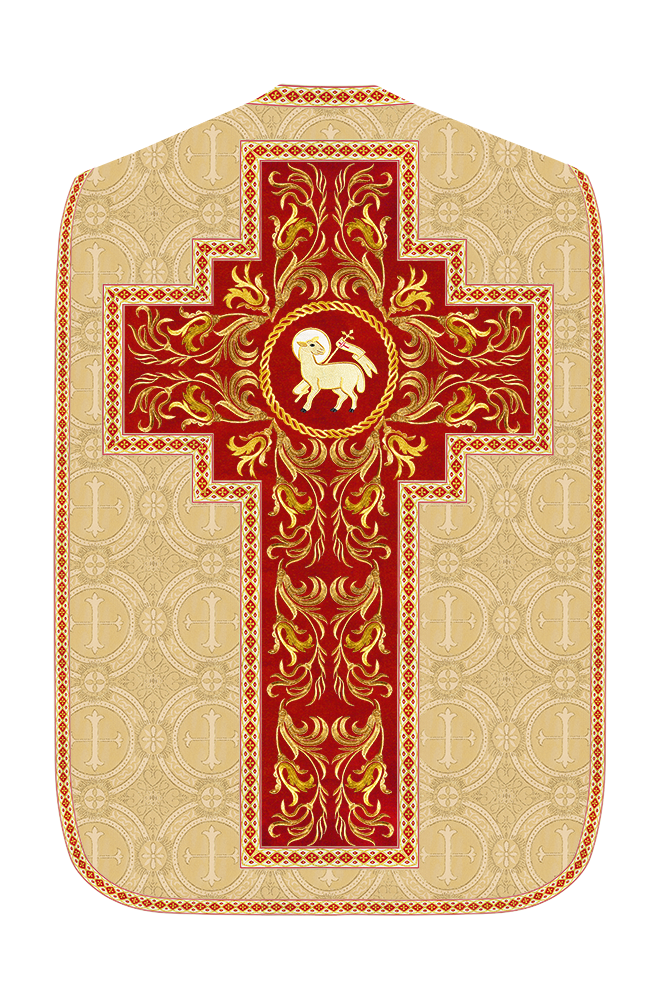 Roman Chasuble Vestment With Woven Braids and Trims