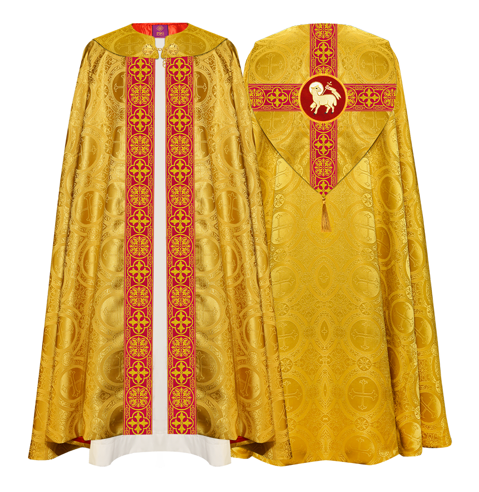 Gothic Cope Vestment with Cross type Braided Trims and motif