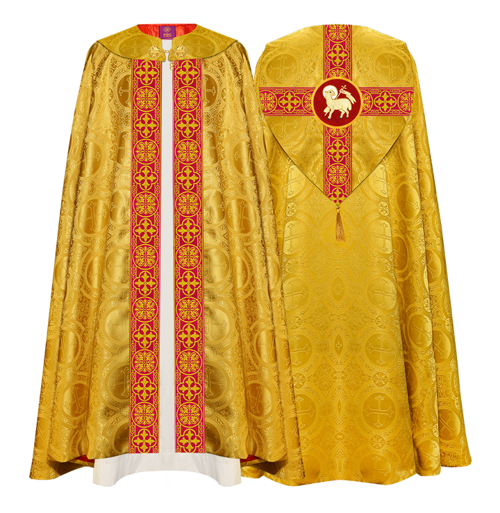 Gothic Cope Vestment with Cross type Braided Trims and motif