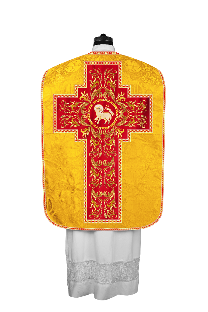 Roman Chasuble Vestment With Woven Braids and Trims