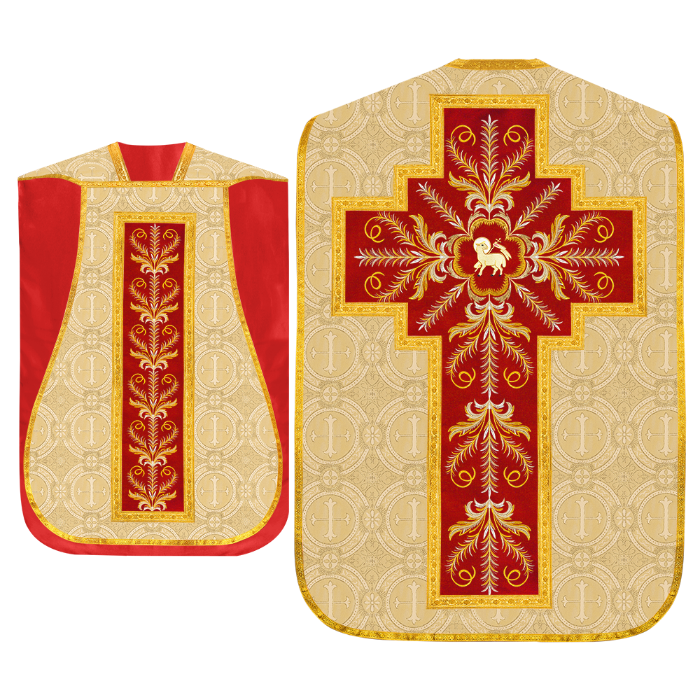 Set of Four Roman Chasuble with liturgical motifs