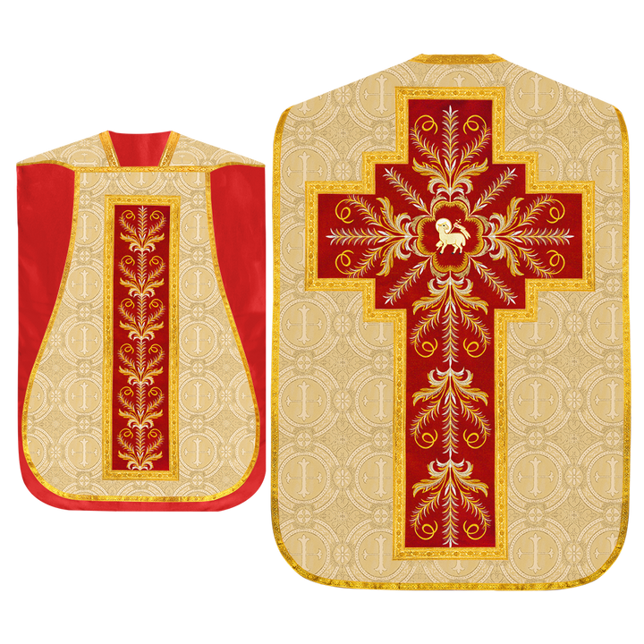 Set of Four Roman Chasuble with liturgical motifs