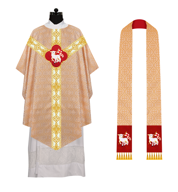 Pugin Chasuble with Intricate Embroidery and Orphrey Details