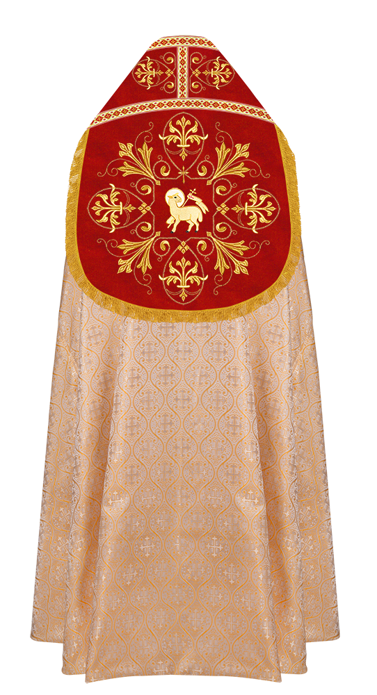 Embroidered Roman Cope Vestment with Braided Trims