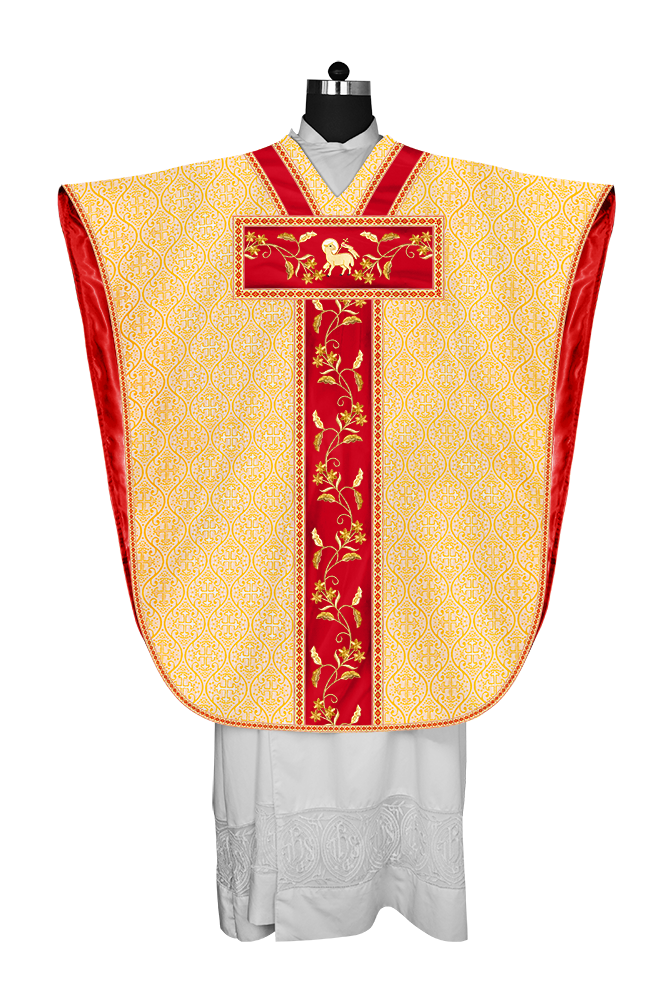 Borromean Chasuble Vestment Ornated With Floral Design and Trims
