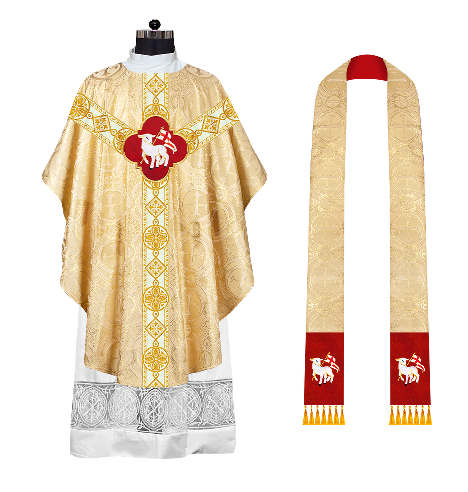 Gothic Chasuble Vestment with Motif and Trims