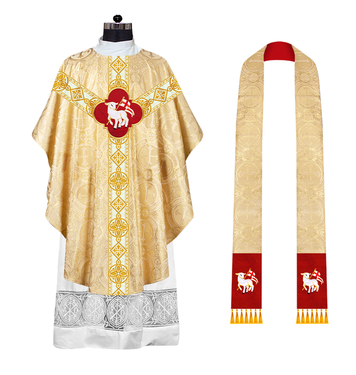 Gothic Chasuble Vestment with Motif and Trims