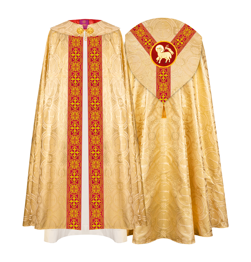 Gothic Cope Vestment with Y Type Braided Trims and Motifs