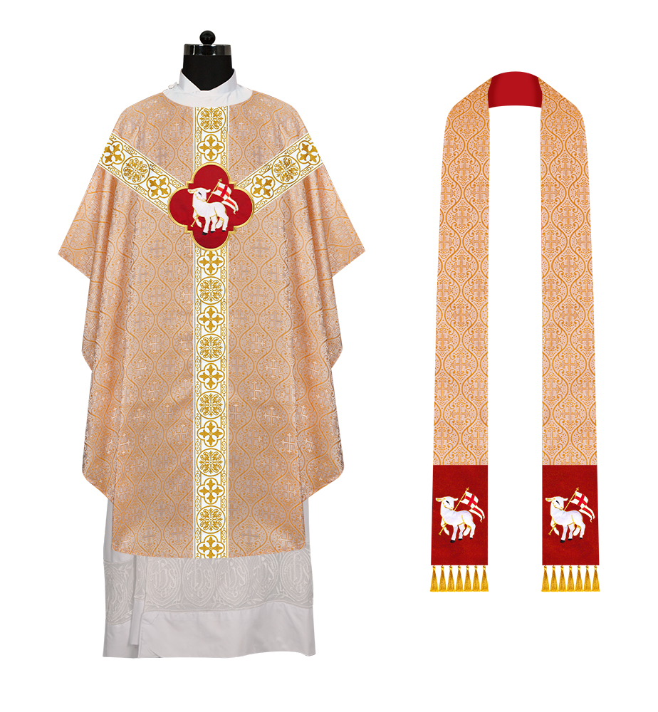 Gothic Chasuble with Embroidered Motif and Orphrey