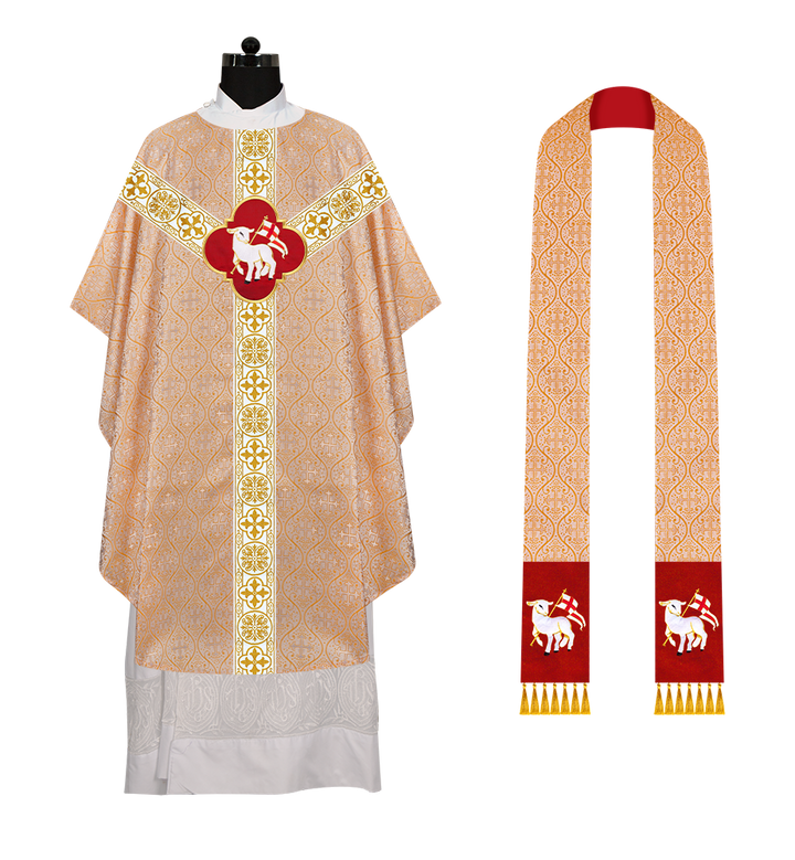 Gothic Chasuble with Embroidered Motif and Orphrey