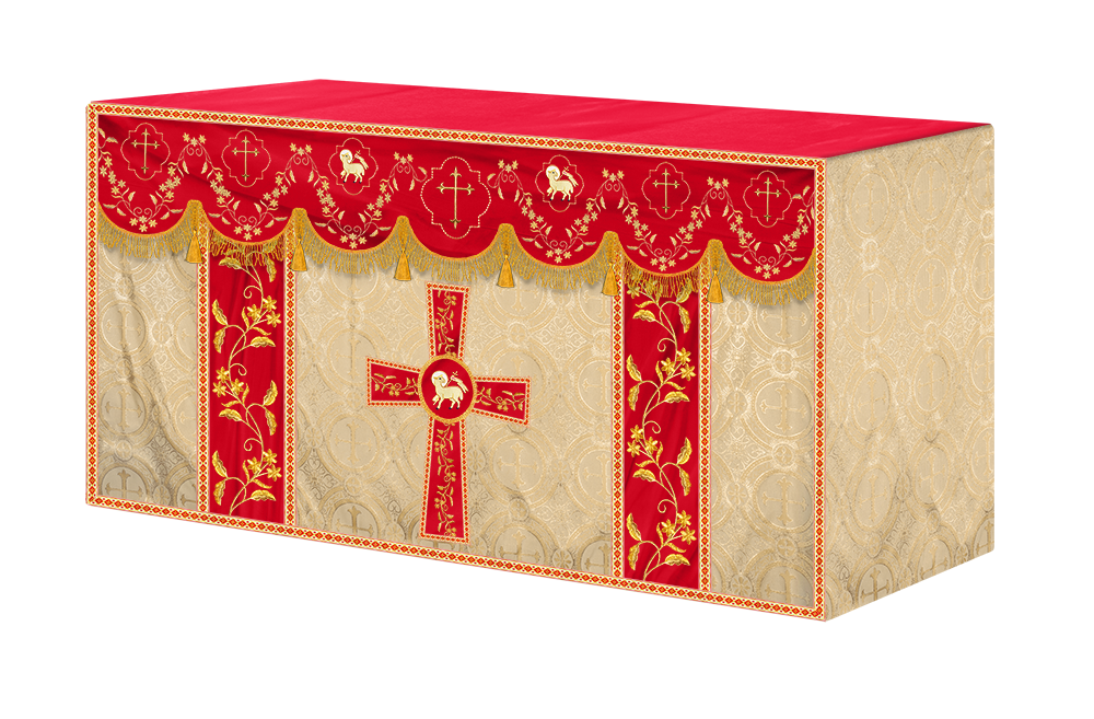 Altar Table Cloth With Floral Embroidery trims