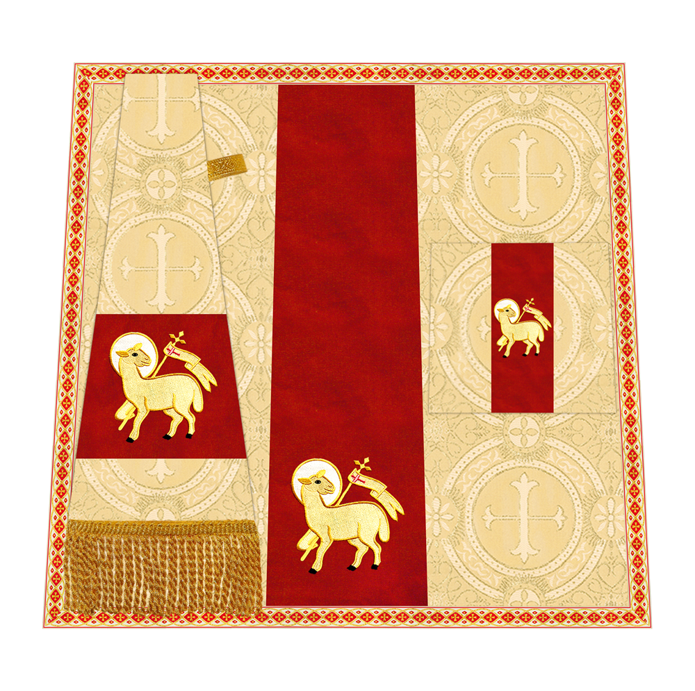 Catholic Mass Set with Embroidered Motif and Trims