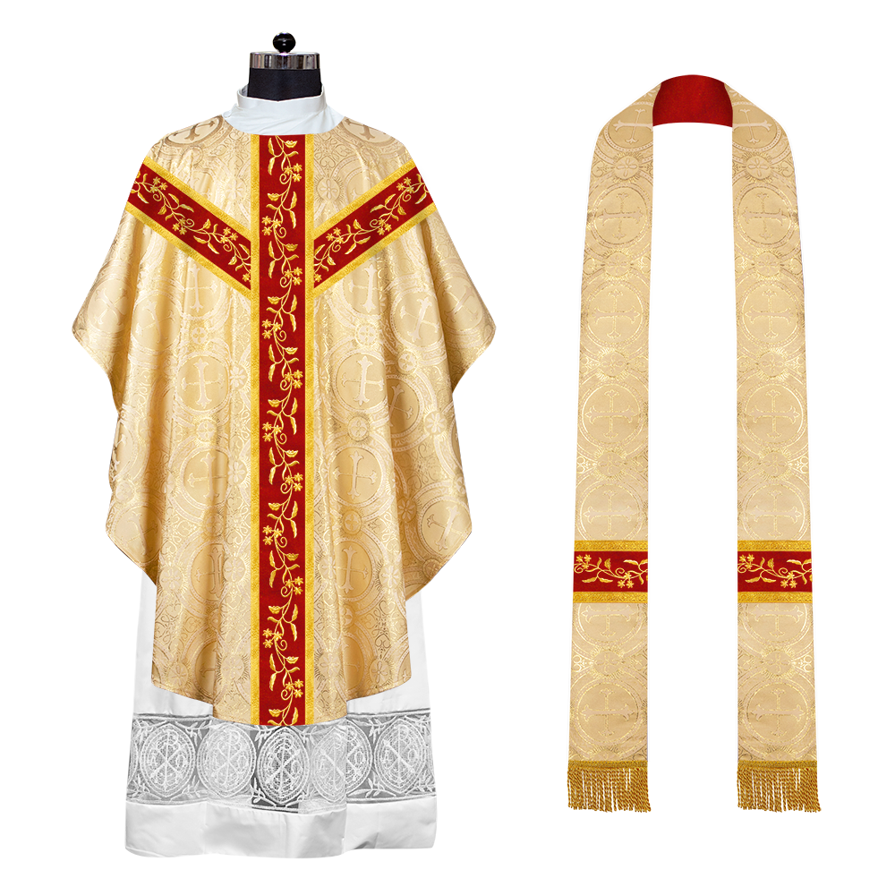 Gothic chasuble Vestment with Floral Design